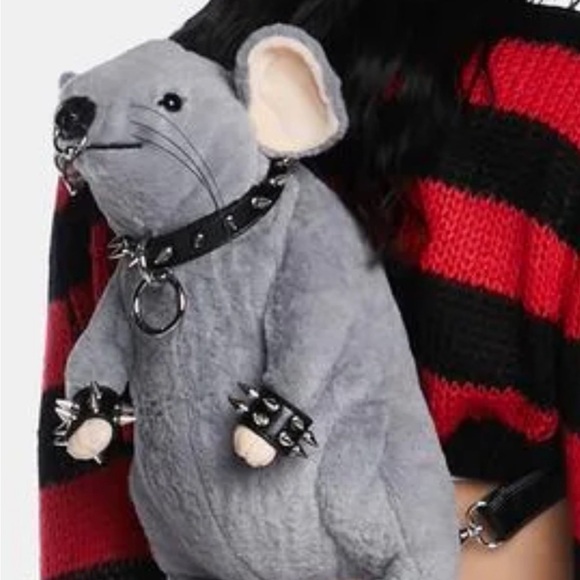 Gray Plush Mouse Backpack main image 5